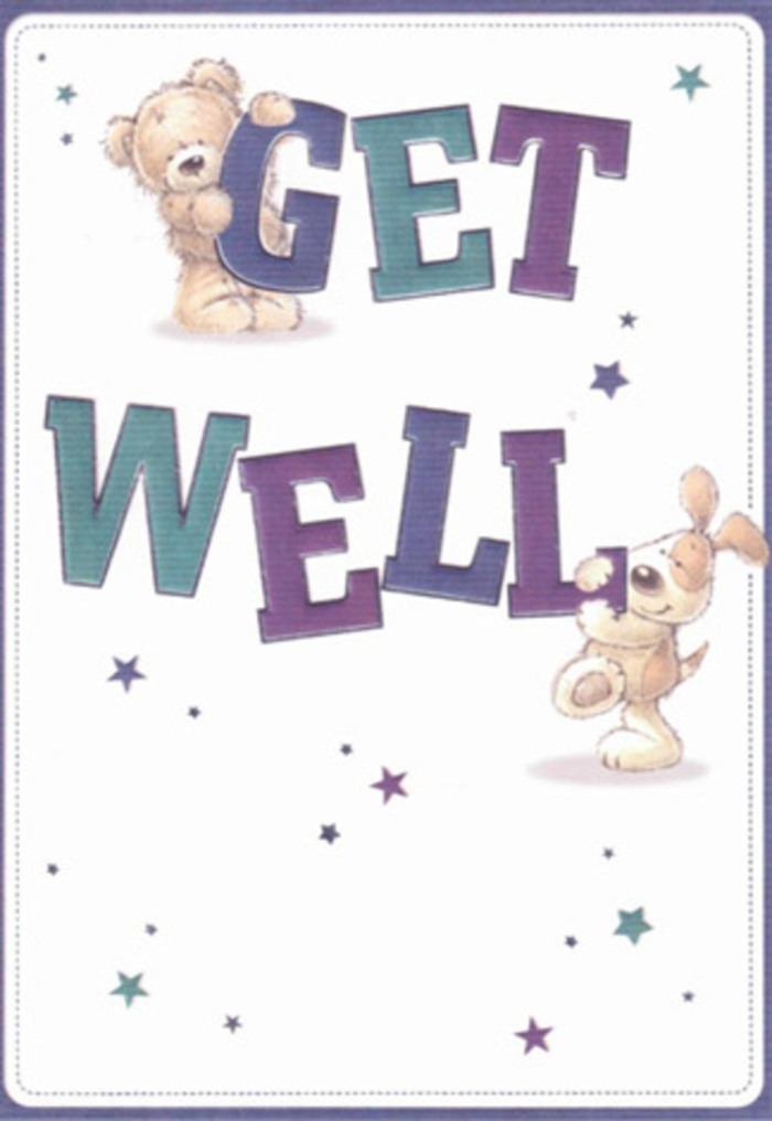 A vibrant celebration of encouragement unfolds in this illustrated get well card, lovingly reminiscent of the neighbourly spirit that flows through Rush Green. The scene centres on a charming bear and floppy-eared puppy, their playful forms surrounded by a constellation of twinkling stars that seem to scatter kind wishes across the area-from residential lanes on Rush Green Road to the gardens bordering Chadwell Heath. The confident, cheerful typography-shaded richly in hues of aqua and purple-anchors the design much like a well-rooted bouquet in a favourite local shop window. Details abound: the bear's plush, gentle appearance and the puppy's velvety ears are painted with such sincerity, one can almost feel the comfort they offer. Each star and brushstroke feels deliberately placed, echoing the way a florist in Rush Green Florist selects the perfect bloom to brighten someone's day. Imagine offering this card alongside a bouquet-together they radiate lightness and care, delivering a double dose of healing across the community. Its airiness and tactile textures invite both smile and solace, a fitting tribute for anyone in need of a little extra cheer.