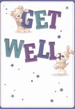 Vivid and heartening, this get well card glows with the energy of kindness familiar to Rush Green. Adorable illustration brings to life a teddy bear and puppy, their fur expertly detailed to look irresistibly soft-so real one can almost sense a comforting cuddle. Both animals joyfully interact with oversized, colourful letters spelling 'Get Well', rendered in uplifting shades of indigo and teal that bring a playful spirit to the card. The clean cream background keeps the mood gentle and vibrant, while scattered stars in swirling shades of purple and blue twinkle like good wishes sent across the local area-from Romford's bustling markets to the quiet corners of Rush Green's parks. The scene feels freshly arranged, much like a bouquet thoughtfully composed by the skilled team at Rush Green Florist, each detail inviting emotional connection and calm. This card doesn't simply carry a message-it embodies it, offering gentle optimism and reassurance to anyone in recovery nearby. Its blend of whimsy, comfort, and positivity is a perfect reflection of Rush Green's caring community spirit.